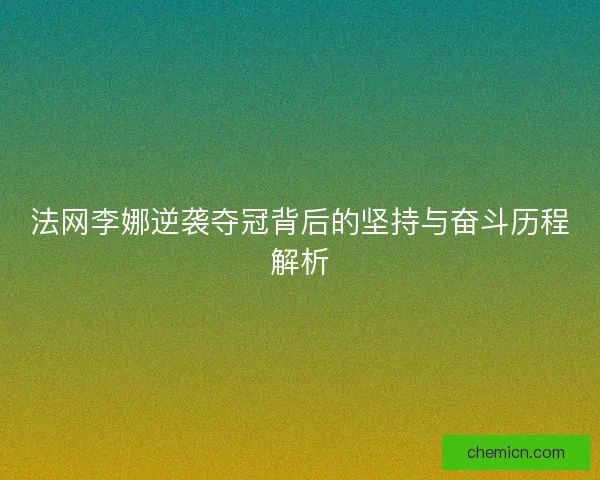 法网李娜逆袭夺冠背后的坚持与奋斗历程解析
