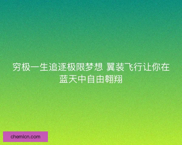 穷极一生追逐极限梦想 翼装飞行让你在蓝天中自由翱翔