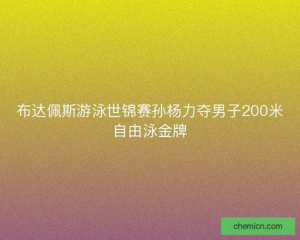 布达佩斯游泳世锦赛孙杨力夺男子200米自由泳金牌