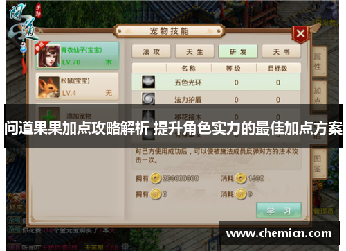 问道果果加点攻略解析 提升角色实力的最佳加点方案